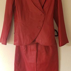 2 Piece Leather Skirt Suit